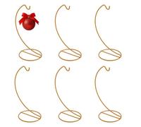 DELORIGIN 6pcs Ornament Display Stand Hanger Holder Glass Globe Iron Wire Stand Hanging Hook Rack for Christmas Lanterns Hanging Air Plant Terrarium Witch Ball Decor DIY Art Craft Display(Gold)