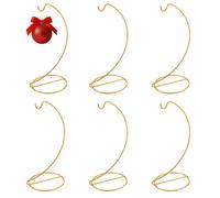 DELORIGIN 6pcs Ornament Display Stand Hanger Holder Glass Globe Iron Wire Stand Hanging Hook Rack for Christmas Lanterns Hanging Air Plant Terrarium Witch Ball Decor DIY Art Craft Display(Golden)