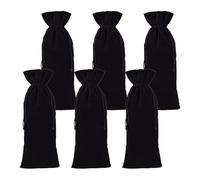 DELORIGIN 6Pcs Velvet Wine Bottle Bags Champagne Gift Bag with Double Drawstring Closure Red Wine Bottle Drawstring Bags for Housewarming Wedding Birthday Party Holiday 6 x 14.9 Inch (Black)