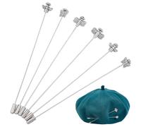 DELORIGIN 6Pcs Vintage Hat Pin 4.9 Inch Butterfly Bee Alloy Brooches Safety Lapel Pin Stick Sliver Long Handle Lapel Pins Accessories for Tie Scarf Hats Badge Brooch Decorative Jewelry