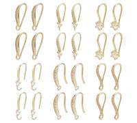 DELORIGIN 6Styles 24pcs Cubic Zirconia Earring Hooks 18K Gold Plated French Earring Findings Wire Loop Earrings U-Shaped Earrings Fish Hooks with Loop for Jewellery Making DIY Dangle Crafts
