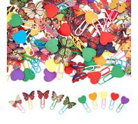 DELORIGIN 70Pcs Cute Butterfly Paper Clip 2 Styles Wood Bookmarks Marking Binder Decorative Clips Heart File Document Clamps for BookLovers Present Home School Office Supplies Student Stationery