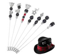 DELORIGIN 7PCS Black Safety Hat Pins 4.9 Inch Brass Stick Lapel Pin Glass Beads Long Handle Pin Accessories for Women Hats Tie Scarf Badge Suits Brooches Decorative Jewelry Making DIY Crafts