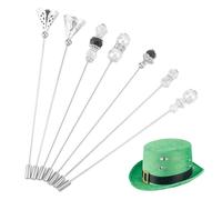 DELORIGIN 7PCS Vintage Safety Hat Pins 4.9 Inch Pearl Stick Pin Brass Elegant Decorative Long Needle Pins for Hat Tie Scarf Badge Suits Cardigan Brooches Jewelry Accessories Wedding Birthday Party