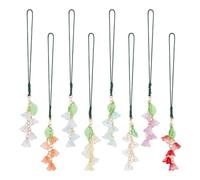 DELORIGIN 8 Colors Lily of the Valley Keychains, Acrylic Pendant Charm Keychains Mobile Strap, 8pcs Flower Bag Chain Floral Leaf Keyrings for Summer Home Bag Keychain Camera Decor Valentine's Day