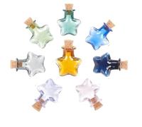 DELORIGIN 8 Colors Tiny Wishing Glass Jar Mini Star Shape Glass Bottles Cute Jars with Wooden Stopper Star Wish Drifting Bottles for Wedding Birthday Party Decorative Accessory DIY Crafts Supplies