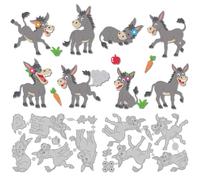 DELORIGIN 8 Styles Funny Donkey Cutting Dies Animals Card Making Die Stencil Carbon Steel Die Cuts Card Scrapbooking Embossing Template Dies for Birthday Greeting Cards Craft Album Invitation Decor