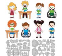 DELORIGIN 8 Styles Students Cutting Dies Inclusive Card Making Die Stencil Carbon Steel Cutouts Diversity Bulletin Board Decorations for Home Classroom School Back to School Party Supplies