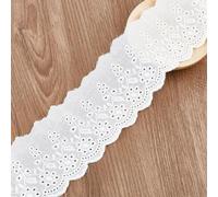 DELORIGIN 8 Yards Cotton White Victorian Floral Lace Trim for Sewing DIY Gift Wrap Scrapbooking Bridal Shower Wedding Decor