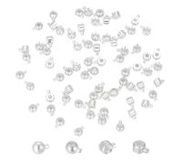 DELORIGIN 80Pcs 14K Gold Plated Column Beads Cord End Caps 4/4.5mm Brass Crimp Beads Stopper Metal Loose Spacer Bead for DIY Crafts Necklace Bracelet Jewelry Making Accessory (Silver)