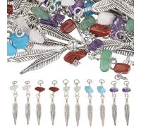 DELORIGIN 80Pcs Mini Dream Catcher Keyring Handmade Dreamcatcher Kit Alloy Feather Charm Tibetan Ethnic Ornament Natural Gemstone Pendants for Key Chain Jewelry Making DIY Crafts Hanging Decor