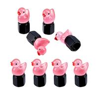 DELORIGIN 8Pcs Duck Tire Stem Caps, Glow in The Dark Tire Valve Caps, Cool Funny Tires Air Valve Cap, Universal Stem Covers for Cars SUVs, Trucks, Bikes, Motorcycles, Bicycles (Pink)