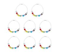 DELORIGIN 8pcs Golf Score Counter Beads 8 Colors Golf Bead Count Stroke Score Counter Glass Golf Beads Elastic Cords Bracelets to Count Strokes for Novice Golf Elderly to Remember Scores