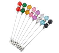 DELORIGIN 8PCS Hat Pins with Safty Capss Hijab Pins Brooch Handmade Brass Scarf Pin Brooch Straight Head Pin Hijab Safety Accessories for Women Wedding Party Tailor Sewing Snag