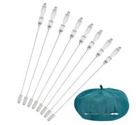 DELORIGIN 8PCS Hat Vintage Safety Pins 5.5 Inch Shell Pearl Stick Lapel Pin Brass Long Handle Pin Accessories for Tie Scarf Badge Hats Suits Brooches Decorative Jewelry Making DIY Crafts