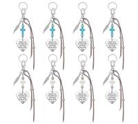DELORIGIN 8Pcs Horse Saddle Bridle Charms Bless This Horse Rider Keep Safe Bridle Ornaments Alloy Riding Clips with Feathers Cross Turquoise Pendants Tack Accessories Jewelry for Equestrians Gift