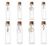 DELORIGIN 8pcs Pet Hair Glass Memorial Bottle Mini Cats Whiskers Vial with Heart Pendants and Cork Stopper Dog Cat Keepsake Memorial Urn Pet Remembrance Sympathy Gift for Pet Ashes Hair