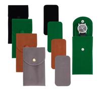 DELORIGIN 8PCS Velvet Watch Pouch, Portable Watch Travel Case Jewellery Storage Pouch With Snap Button for Woman Man Travel Jewelry Ring Watch Storage Bag, 4 Colors