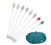 DELORIGIN 8PCS Vintage Safety Hat Pins 4.9 Inch Pearl Shell Stick Lapel Pin Brass Long Handle Pin Accessories for Tie Scarf Badge Hats Suits Brooches Decorative Jewelry Making DIY Crafts