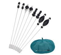 DELORIGIN 8PCS Vintage Safety Hat Pins 5.5 Inch Black Beads Stick Lapel Pin Brass Long Handle Pin Accessories for Tie Scarf Badge Hats Suits Brooches Decorative Jewelry Making DIY Crafts
