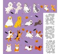 DELORIGIN 9 Styles Halloween Ghost Dog Die Cuts Metal Cutting Dies Carbon Steel Stencils Card Making Supplies Embossing Craft Dies for Greeting Card Pet Scrapbook Dog Party Invite Decor Dog Lover