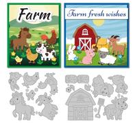 DELORIGIN 9styles Cute Farm Animals Cutting Dies Die Cut Carbon Steel Die Cuts Stencils Card Making Scrapbooking Embossing Stencils Template Dies for DIY Paper Craft Albums Card Gift Decor