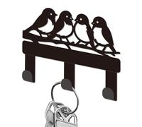 DELORIGIN A Row of Birds Key Holder for Wall Mini Black Iron Key Hooks Wall Mounted Key Rack with 3 Hooks Small Key Hanger House Key Holder for Entryway Front Door Hallway Bathroom Bedroom