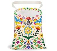 DELORIGIN Abstract Birds Flowers Print Car Trash Bag Hanging Garbage Bag with Snap Buttons Car Back Seat Trash Storage Portable Dustbin for Women Man Car Interior Accessories Travel Camping