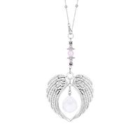 DELORIGIN Alloy Wings Car Decor Crystal Ball Suncatcher Car Hanging Ornaments Cute Guardian Angel Cars Charm Accessories Pendant for Woman Man Rear View Mirror Birthday Home Bag Decorations