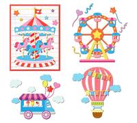 DELORIGIN Amusement Park Cutting Dies Hot Air Balloon Greeting Card Making Carousel Die Cut Carbon Steel Die Cuts Stencils Blessing Card Scrapbooking Embossing Template Dies for Birthday Album Decor