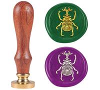 DELORIGIN Art Beetle Wax Seal Stamp 1" Vintage Insect Sealing Stamps Removable Brass Head Seal Stamp with Wooden Handle for Envelope Greeting Card Wedding Invitations Wine Gift Wrapping