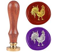 DELORIGIN Art Chicken Wax Seal Stamp 1" Vintage Animals Rooster Sealing Stamps Removable Brass Head Seal Stamp with Wooden Handle for Envelope Greeting Card Wedding Invitations Wine Gift Wrapping