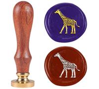 DELORIGIN Art Giraffe Wax Seal Stamp 1" Vintage Animals Sealing Stamps Removable Brass Head Seal Stamp with Wooden Handle for Envelope Greeting Card Wedding Invitations Wine Gift Wrapping