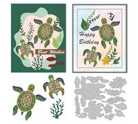 DELORIGIN Art Sea Turtles Cutting Dies Animals Plants Card Making Die Cut Carbon Steel Die Cuts Stencils Card Scrapbooking Embossing Template for DIY Paper Craft Making Album Gift Invitation Decor