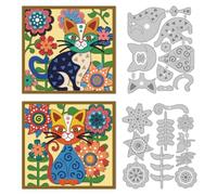 DELORIGIN Artistic Cat Die Cuts, Carbon Steel Flower Die Cuts Cutting Dies Novelty Stencils Scrapbooking Embossing Template Dies for Gift Party Greeting Photo Album Paper Craft Decor