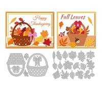 DELORIGIN Basket Autumn Leaves Cutting Dies Card Making Die Stencil Metal Die Cuts Card Scrapbooking Embossing Template Dies for Greeting Cards Craft Album Thanksgiving Day Invitation Festive Decor