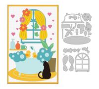 DELORIGIN Bathroom Cutting Dies Bathtubs Cat Card Making Die Stencil Carbon Steel Die Cuts Scrapbooking Embossing Template for Greeting Cards Craft Album Letter Party Invitation Envelope Decor