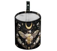 DELORIGIN Bee Daisy Car Trash Can Flower Moon Waterproof Car Garbage Can Car Seat Back Hanging Trash Bag Portable Camping Garbage Bin Storage Bag Collapsible Trash Container for Car (5.9" W,7.2" H)