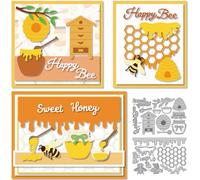 DELORIGIN Bee Honey Jars Cutting Dies Card Making Die Stencil Metal Honeycomb Card Die Cuts Scrapbooking Embossing Template Dies for Greeting Cards Craft Paper Album Invitation Festive Decor
