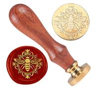 DELORIGIN Bee Wax Seal Stamp Insects Embossed Stamp Sealing Removable 1" Brass Wax Seal Stamp Head with Wooden Handle for Wedding Party Invitations Envelopes Gift Packing Cards Envelopes Decoration