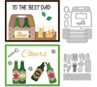 DELORIGIN Beer Box Cutting Dies Beer Cheers Card Making Die Cut Carbon Steel Die Cuts Stencils Card Scrapbooking Embossing Template for Dad DIY Paper Craft Making Album Gift Celebrate Invitation Decor