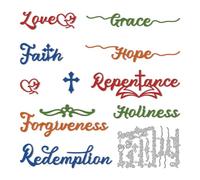 DELORIGIN Bible Theme Word Cutting Dies Biblical Cross Letter Card Making Die Cuts Carbon Steel Stencils Scrapbooking Embossing Template Dies for DIY Craft Album Easter Festival Gift Decor
