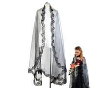 DELORIGIN Black Veils 1 Tier Bridal Veil Lace Edge Embroidered Floral Edge Wedding Veil Gorgeous Halloween Gothic Veils for Brides Women Dresses Halloween Chruch Wedding Birthday Party