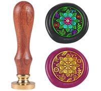 DELORIGIN Blooming Flower Leaves Wax Seal Stamp Embossed Stamp Sealing Removable 1" Novelty Brass Wax Seal Stamp Head with Wooden Handle flora Sealing Wax for Wedding Invitations Envelopes Craft