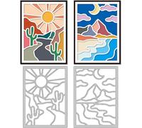 DELORIGIN Bohemian Landscape Cutting Dies Card Making Sun Moon Desert Sea Cut Stencil Carbon Steel Die Cuts Card Scrapbooking Embossing Template for Cards Paper Craft Album Invitation Gift Decor