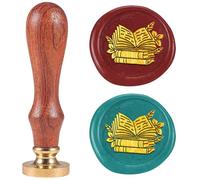 DELORIGIN Book Flower Wax Seal Stamp, 1" Sealing Stamps Removable Brass Head with Wooden Handle Seal Stamp Studying Sealing Wax for Envelope Greeting Card Gift Engagement Party Invitation Students