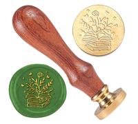 DELORIGIN Book Flower Wax Seal Stamp Wedding Invitations Embossed Stamp Sealing Removable 1" Brass Wax Seal Stamp Head with Wooden Handle Envelopes Gift Wrapping Decoration Craft Adhesive Waxing