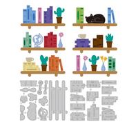 DELORIGIN Bookshelf Cutting Dies Book Cat Card Making Die Stencil Carbon Steel Die Cuts Scrapbooking Embossing Template for Greeting Cards Craft Album Letter Birthday Party Invitation Envelope Decor