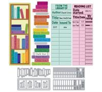 DELORIGIN Bookshelf Cutting Dies Reading History Books Bookmarks Carbon Steel Die Cuts Stencils Reading Records Card Scrapbooking Embossing Template for Birthday Greeting Card Making Album Photo Decor