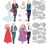 DELORIGIN Bride and Groom Cutting Dies Wedding Couple Card Making Die Stencil Carbon Steel Die Cuts Card Scrapbooking Embossing Template Dies for Greeting Cards Album Valentine's Day Invitation Decor